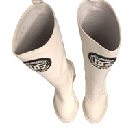 Dolce & Gabbana White DG Logo Hi Trekking Plateau Biker Boots Shoes