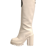 Dolce & Gabbana White DG Logo Hi Trekking Plateau Biker Boots Shoes