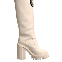 Dolce & Gabbana White DG Logo Hi Trekking Plateau Biker Boots Shoes