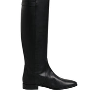 Dolce & Gabbana Black DG Logo Calf Leather High Boots Shoes