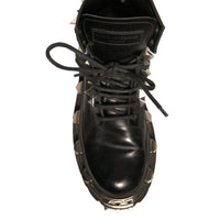 Dolce & Gabbana Black Leather Studded Trekking Boots Shoes