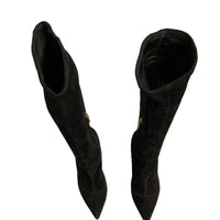 Dolce & Gabbana Black Suede Stiletto Knee High Boots Shoes