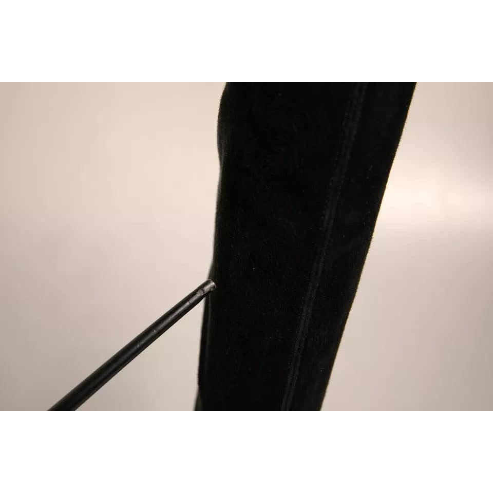 Dolce &amp; Gabbana Black Suede Stiletto Knee High Boots Shoes