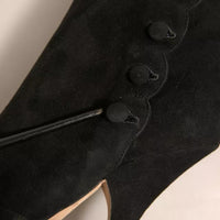 Dolce & Gabbana Black Suede Heels Knee High Boots Shoes