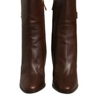 Dolce & Gabbana Brown Leather Heels Mid Calf Boots Shoes