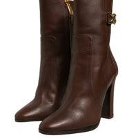 Dolce & Gabbana Brown Leather Heels Mid Calf Boots Shoes