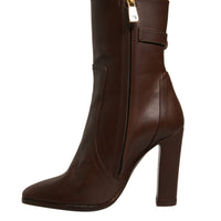 Dolce & Gabbana Brown Leather Heels Mid Calf Boots Shoes