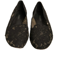 Dolce & Gabbana Black Taormina Lace Slip On Flats Shoes