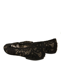 Dolce & Gabbana Black Taormina Lace Slip On Flats Shoes