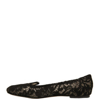 Dolce & Gabbana Black Taormina Lace Slip On Flats Shoes