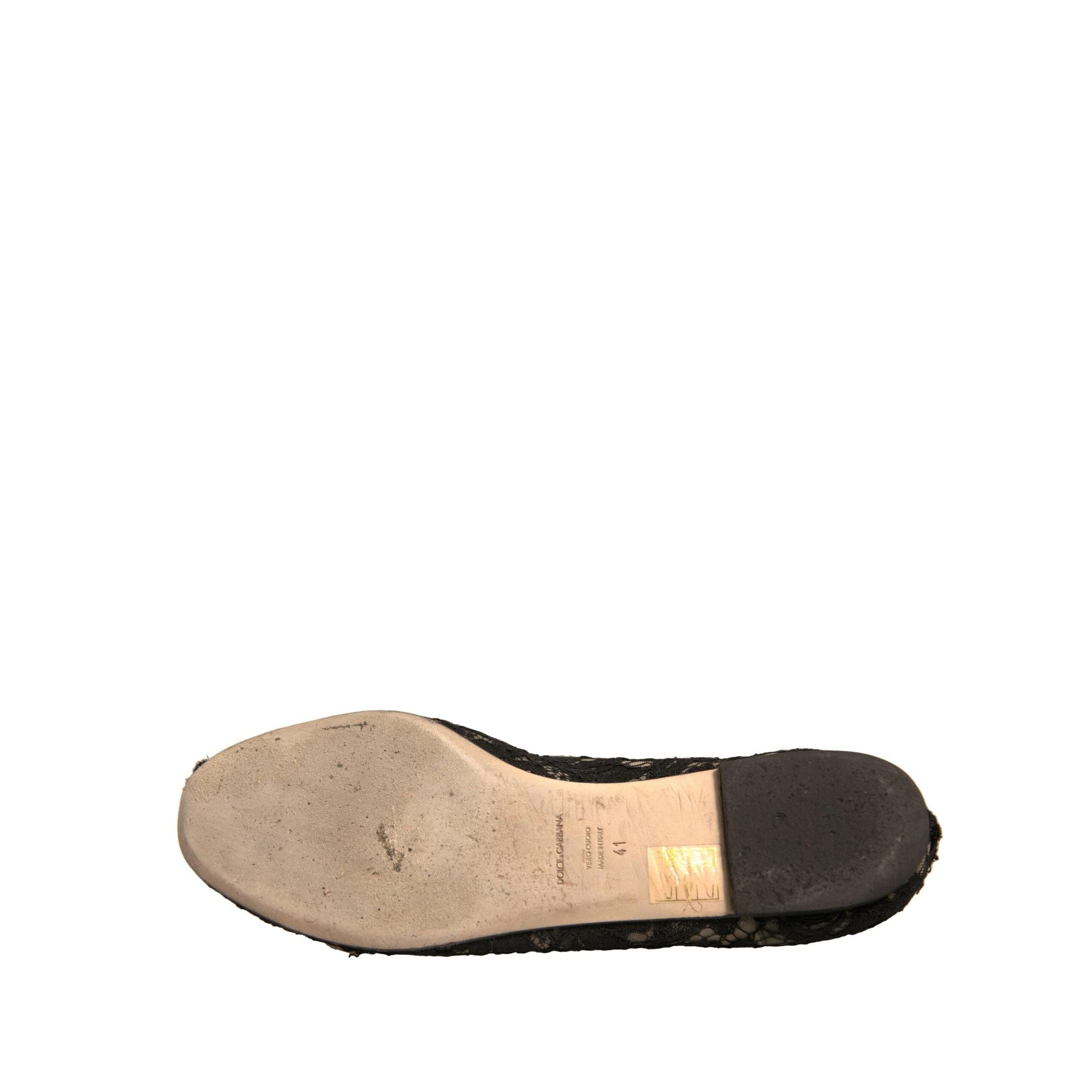 Dolce &amp; Gabbana Black Taormina Lace Slip On Flats Shoes