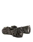 Dolce & Gabbana Silver Crystal Loafer Lace Ballet Flats Shoes
