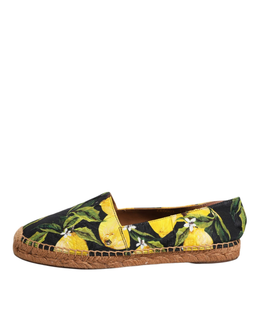 Dolce & Gabbana Multicolor Lemon Slip On Espadrilles Shoes