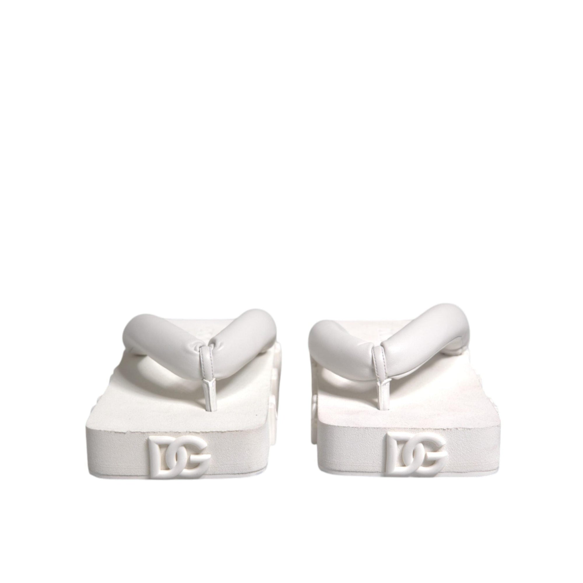 Dolce &amp; Gabbana White Rubber Slides Flats Sandals Shoes