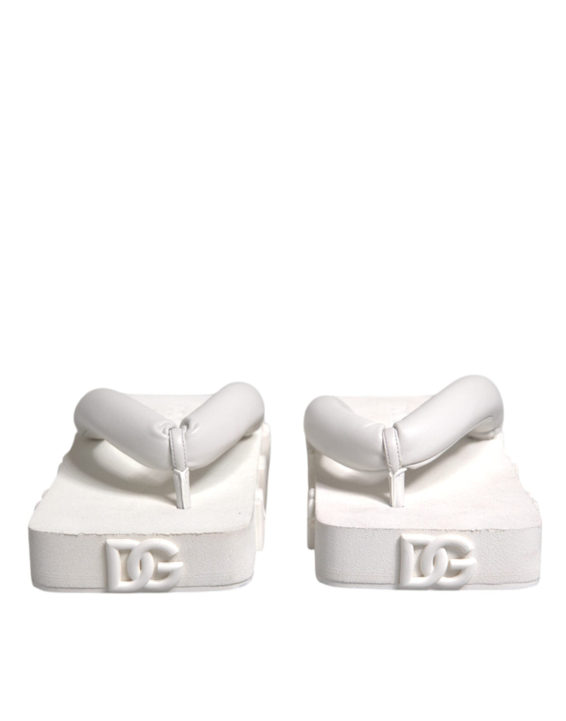 Dolce & Gabbana White Rubber Slides Flats Sandals Shoes