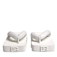 Dolce & Gabbana White Rubber Slides Flats Sandals Shoes