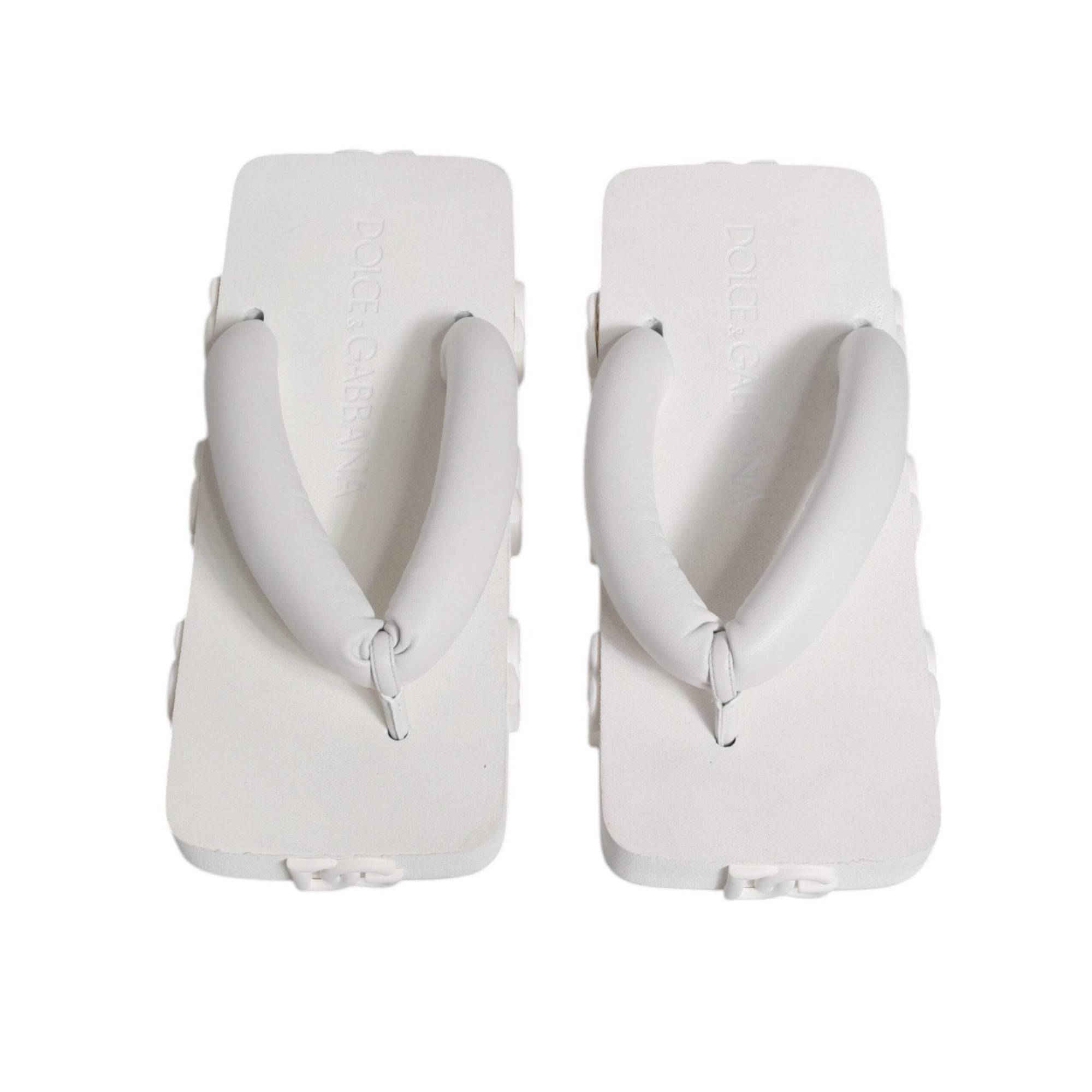 Dolce &amp; Gabbana White Rubber Slides Flats Sandals Shoes