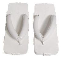 Dolce & Gabbana White Rubber Slides Flats Sandals Shoes