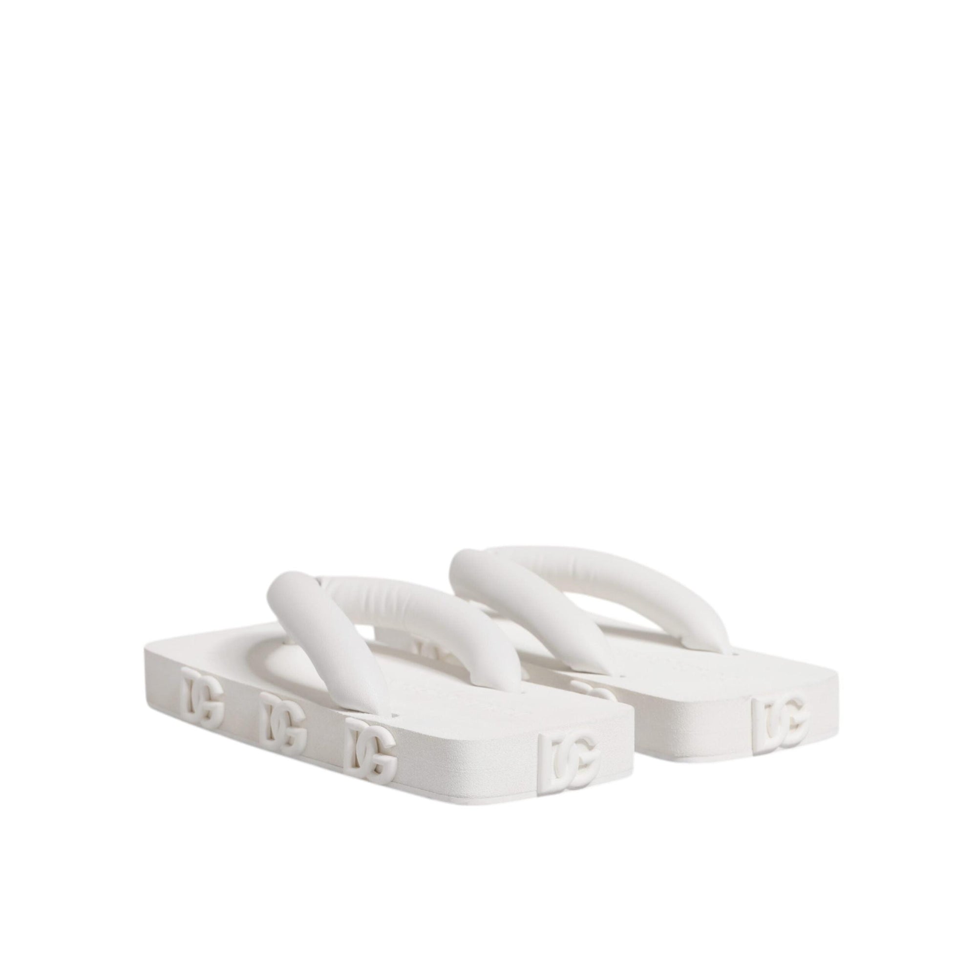 Dolce &amp; Gabbana White Rubber Slides Flats Sandals Shoes