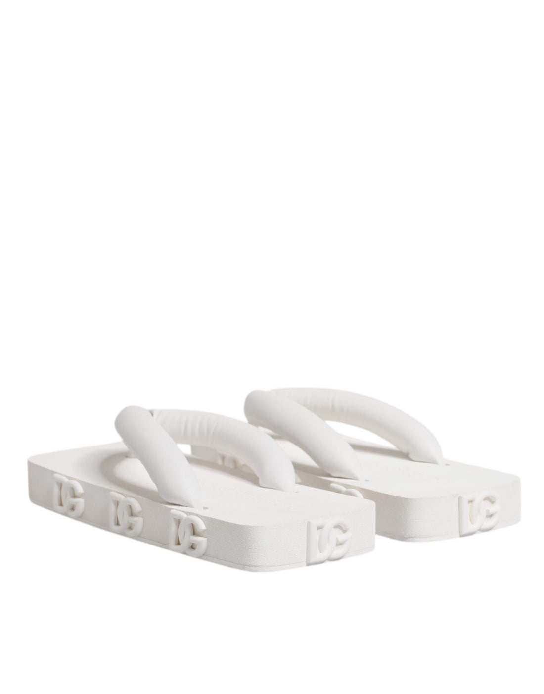 Dolce & Gabbana White Rubber Slides Flats Sandals Shoes