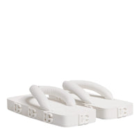 Dolce & Gabbana White Rubber Slides Flats Sandals Shoes