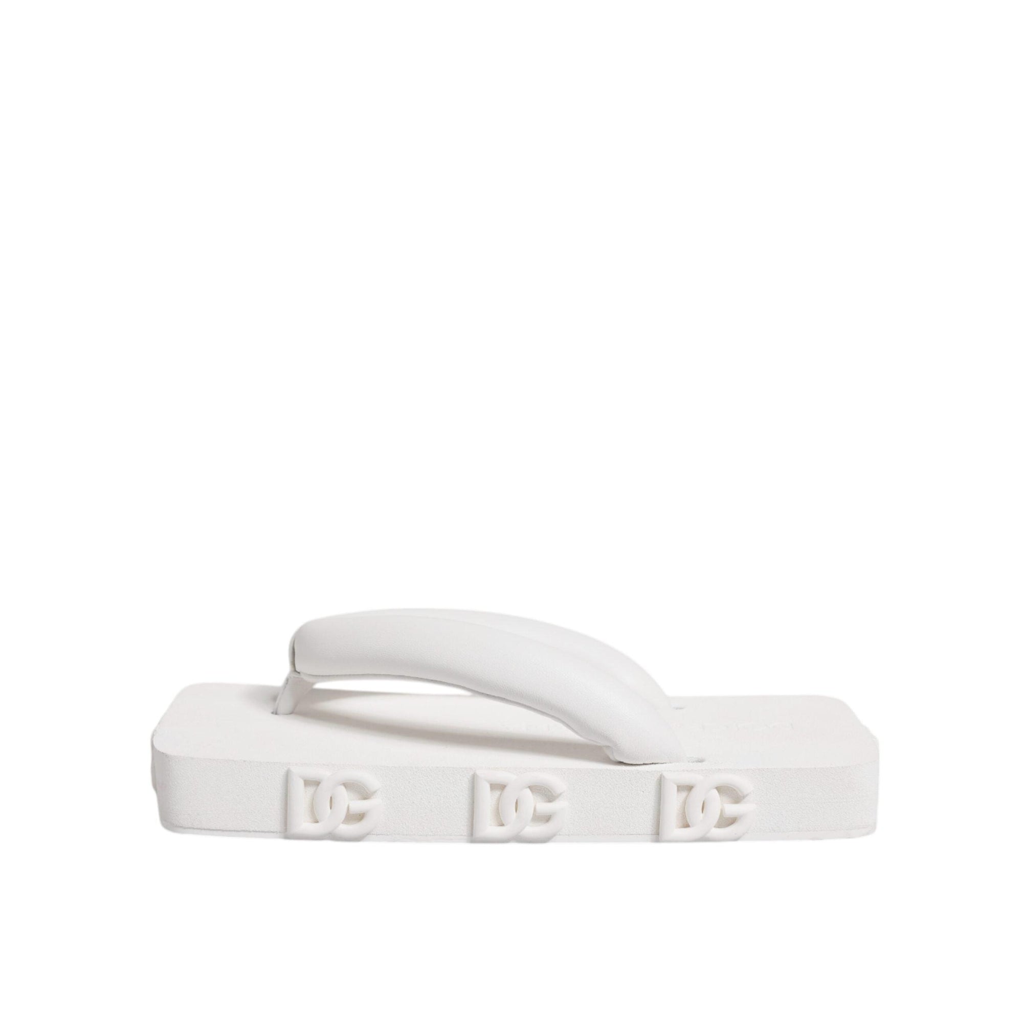 Dolce &amp; Gabbana White Rubber Slides Flats Sandals Shoes