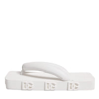 Dolce & Gabbana White Rubber Slides Flats Sandals Shoes