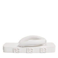 Dolce & Gabbana White Rubber Slides Flats Sandals Shoes