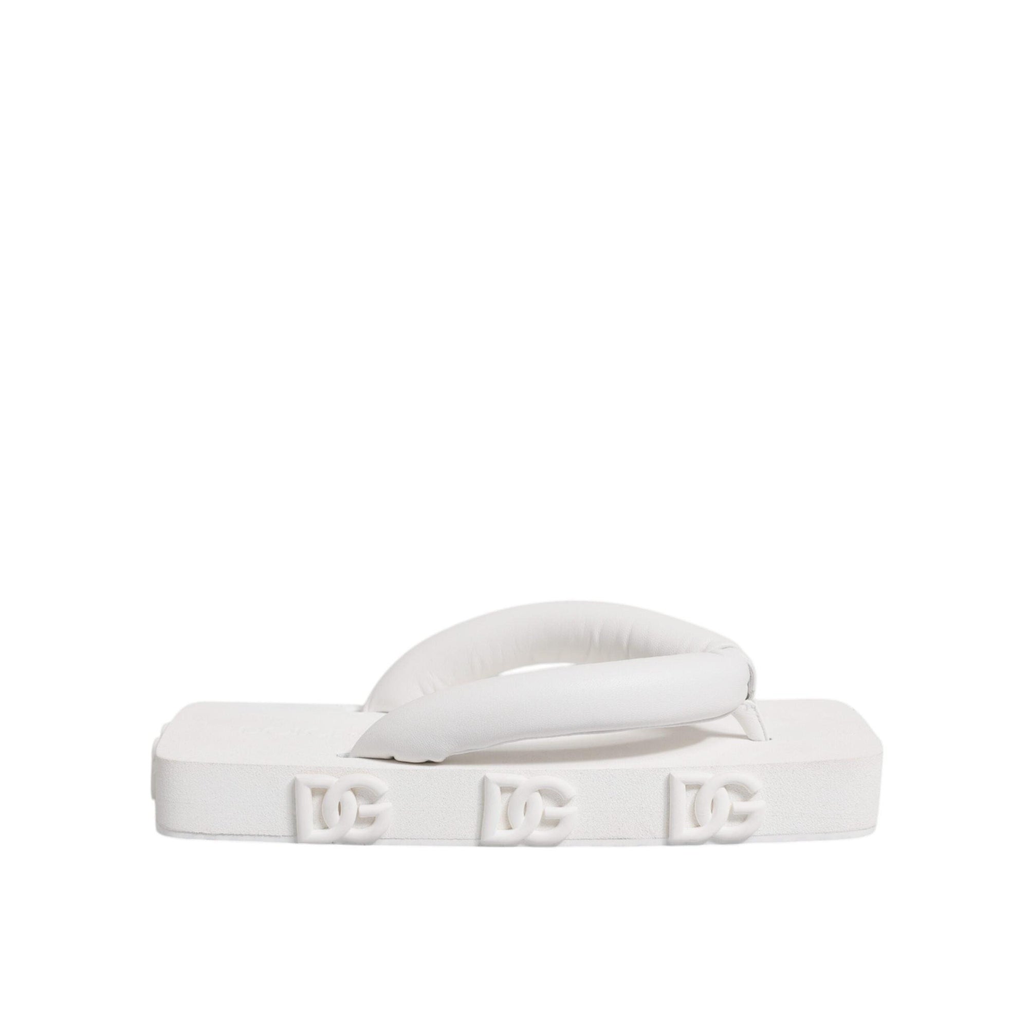 Dolce &amp; Gabbana White Rubber Slides Flats Sandals Shoes
