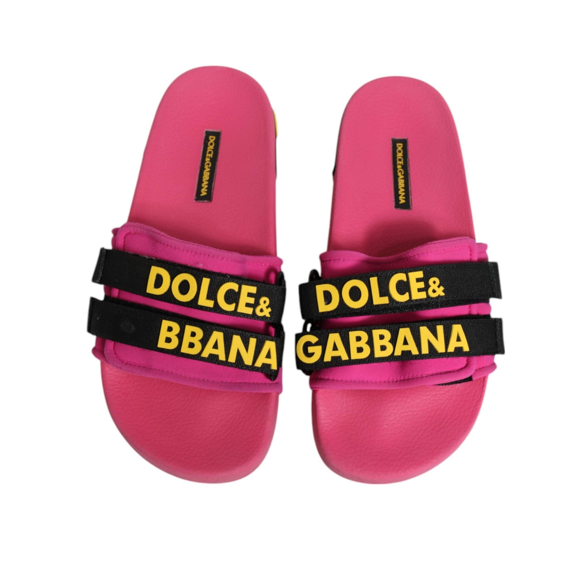 Dolce &amp; Gabbana Fuchsia Neoprene Slides Flats Beachwear Shoes