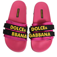 Dolce & Gabbana Fuchsia Neoprene Slides Flats Beachwear Shoes