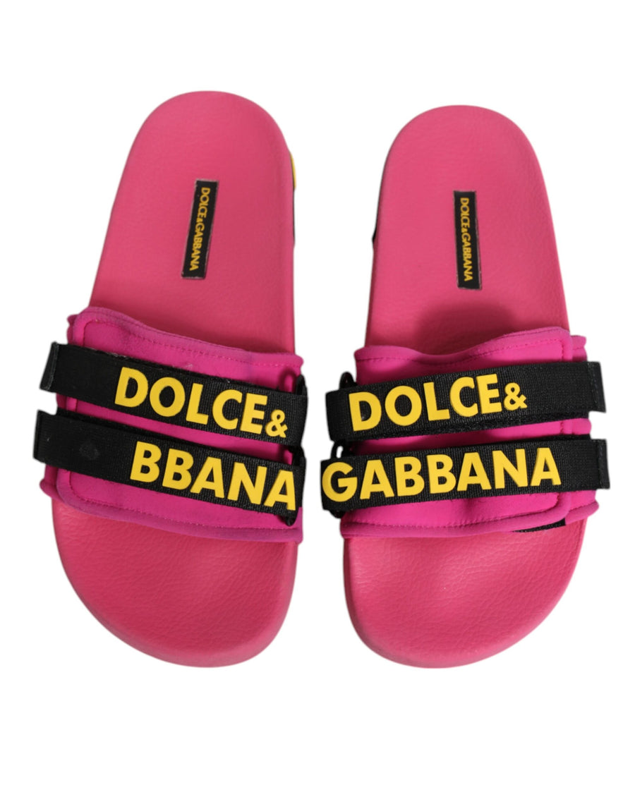 Dolce & Gabbana Fuchsia Neoprene Slides Flats Beachwear Shoes