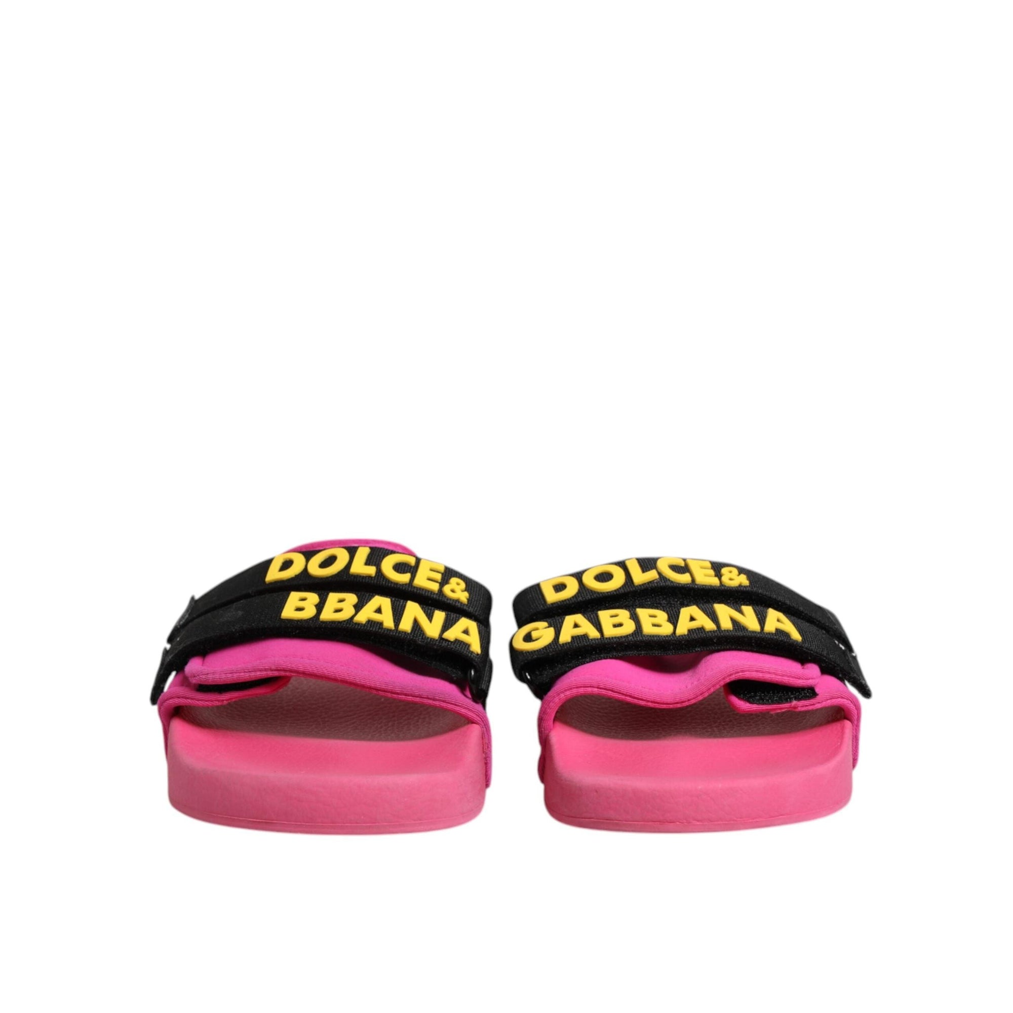 Dolce &amp; Gabbana Fuchsia Neoprene Slides Flats Beachwear Shoes