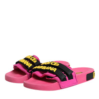 Dolce & Gabbana Fuchsia Neoprene Slides Flats Beachwear Shoes