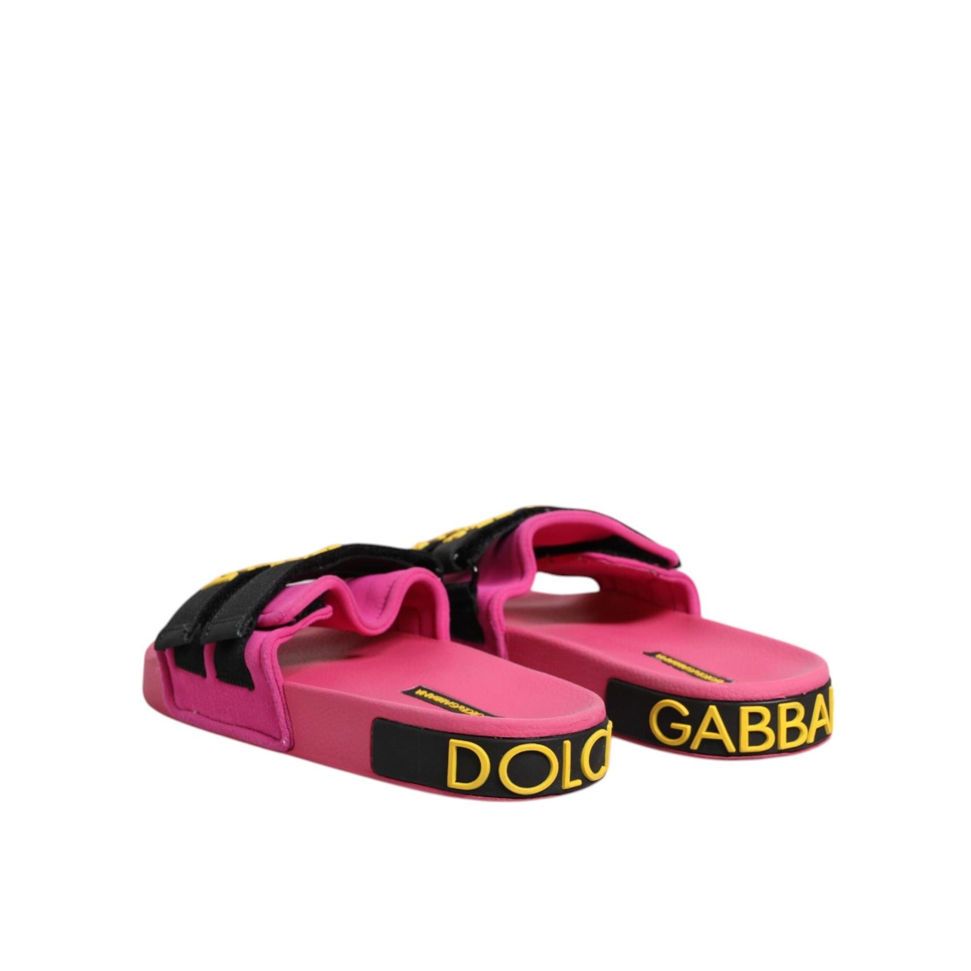 Dolce &amp; Gabbana Fuchsia Neoprene Slides Flats Beachwear Shoes