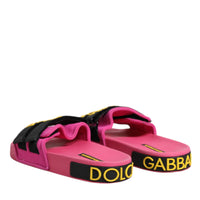 Dolce & Gabbana Fuchsia Neoprene Slides Flats Beachwear Shoes