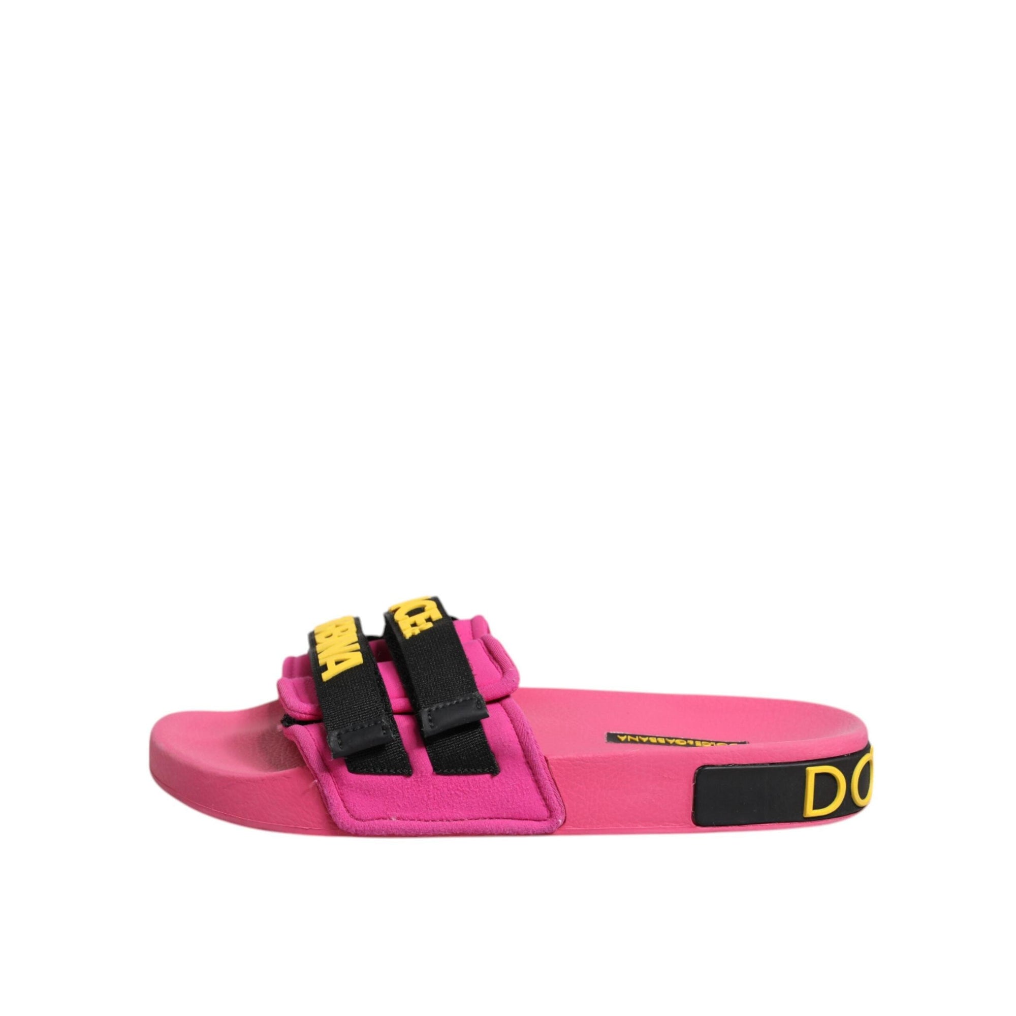 Dolce &amp; Gabbana Fuchsia Neoprene Slides Flats Beachwear Shoes