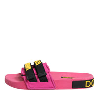 Dolce & Gabbana Fuchsia Neoprene Slides Flats Beachwear Shoes