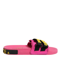 Dolce & Gabbana Fuchsia Neoprene Slides Flats Beachwear Shoes