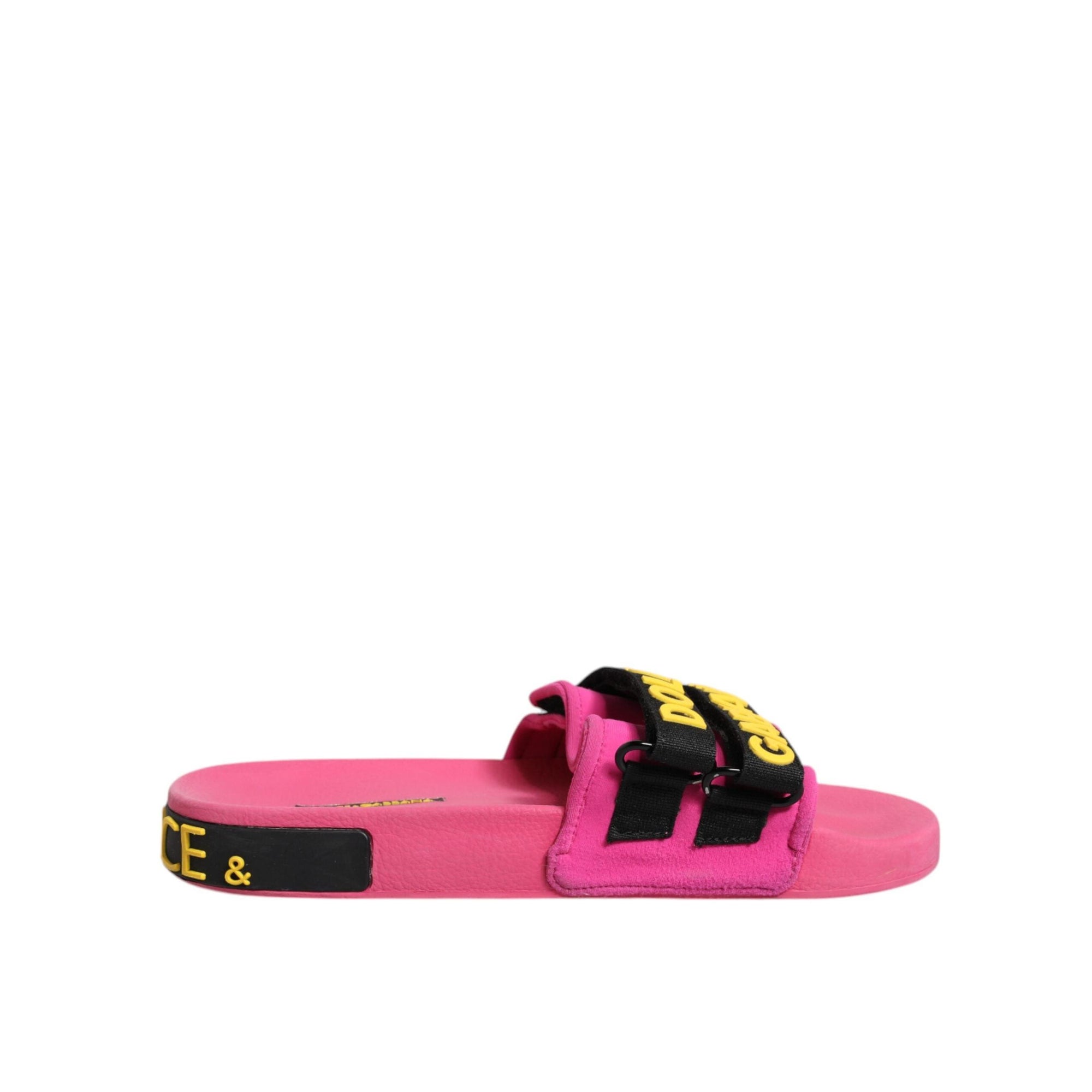 Dolce &amp; Gabbana Fuchsia Neoprene Slides Flats Beachwear Shoes