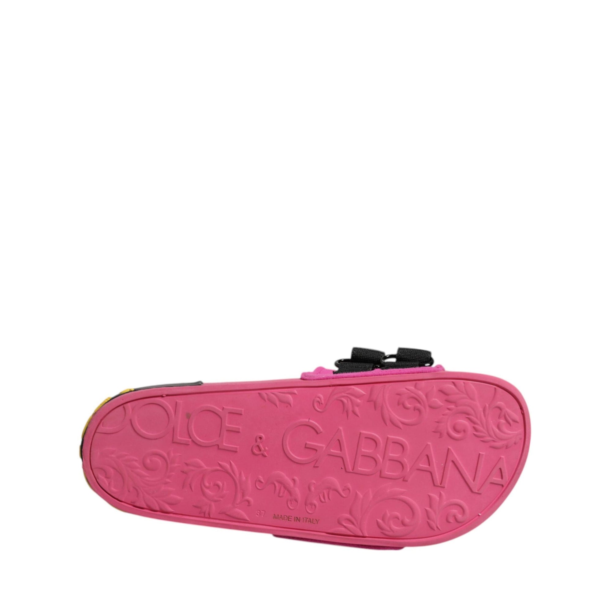 Dolce &amp; Gabbana Fuchsia Neoprene Slides Flats Beachwear Shoes