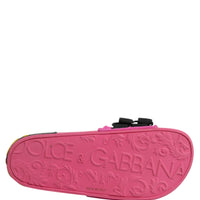 Dolce & Gabbana Fuchsia Neoprene Slides Flats Beachwear Shoes