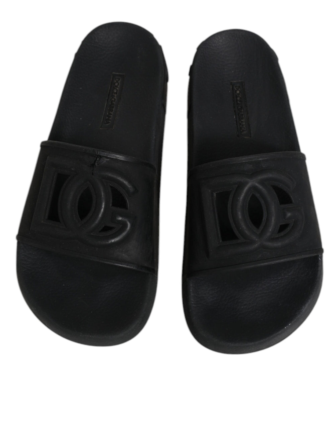 Dolce & Gabbana Black Rubber Slides Sandals Beachwear Shoes