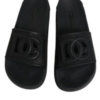 Dolce & Gabbana Black Rubber Slides Sandals Beachwear Shoes