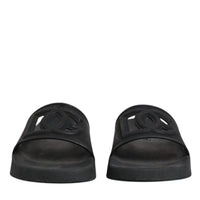 Dolce & Gabbana Black Rubber Slides Sandals Beachwear Shoes