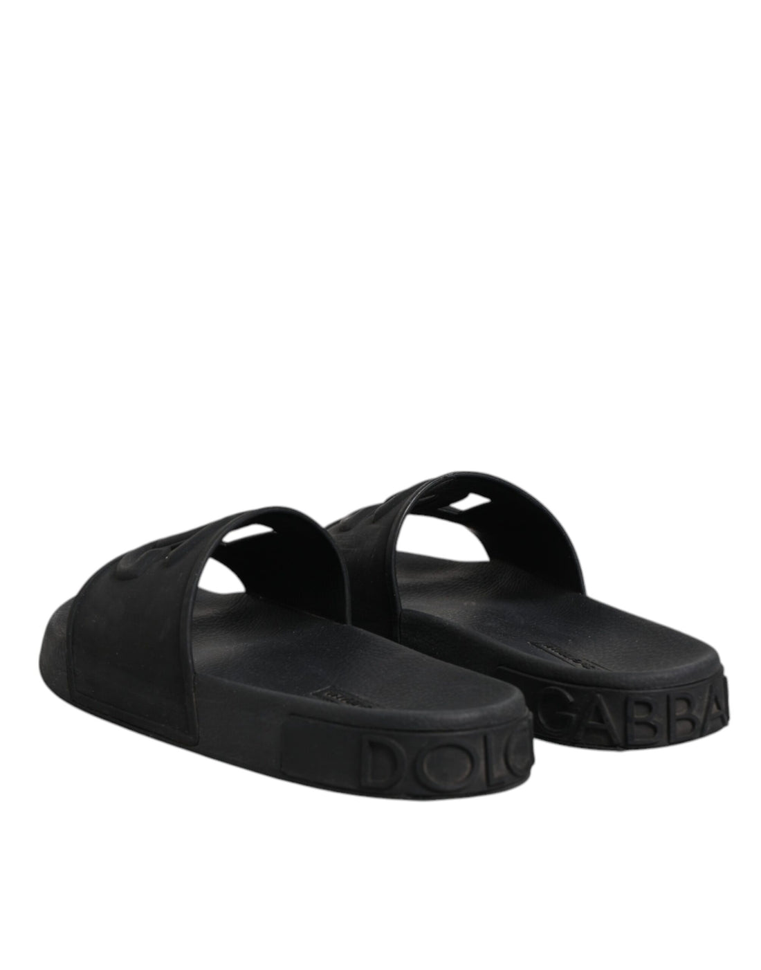 Dolce & Gabbana Black Rubber Slides Sandals Beachwear Shoes