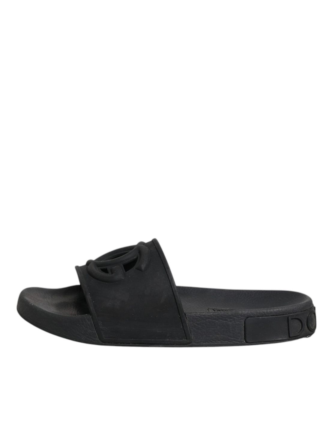 Dolce & Gabbana Black Rubber Slides Sandals Beachwear Shoes