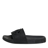 Dolce & Gabbana Black Rubber Slides Sandals Beachwear Shoes