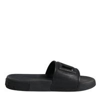 Dolce & Gabbana Black Rubber Slides Sandals Beachwear Shoes