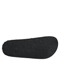 Dolce & Gabbana Black Rubber Slides Sandals Beachwear Shoes